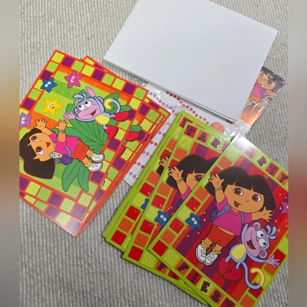 Vintage Y2K early 2000s Dora the Explorer party invitations, thank you cards